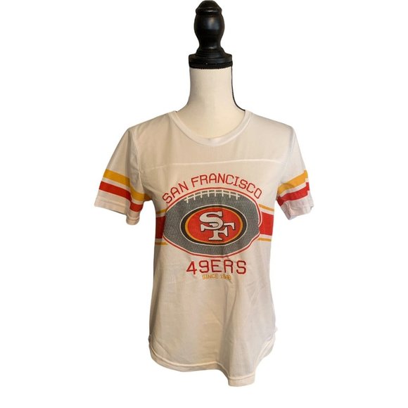 NFL Tops - San Francisco 49ers Mesh Embroidered Short Sleeves T-Shirt Women’s Medium White*